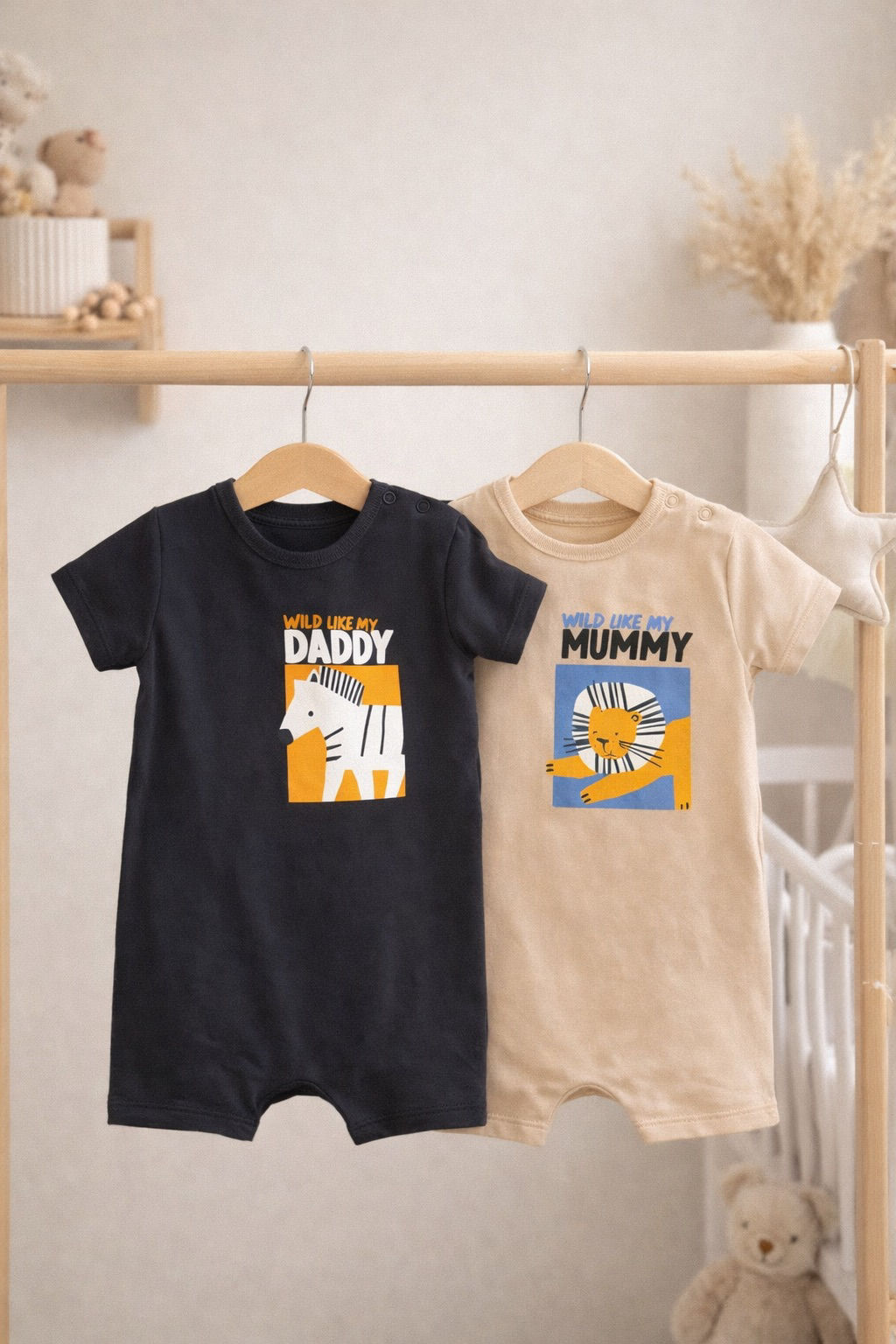 2-Pack Wild Like Mummy & Daddy Rompers (3-6M)