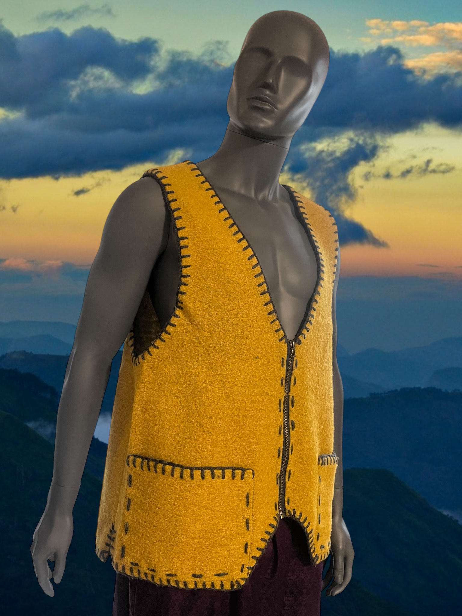 Gilet droit en laine bouillie