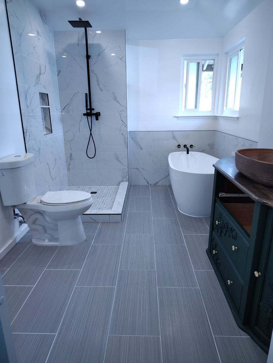 Bathroom Remodel with custom tile work.