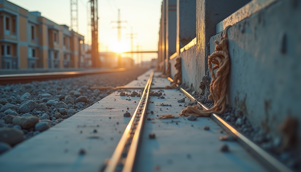 Eye-level view of a construction site with electrical wiring installation