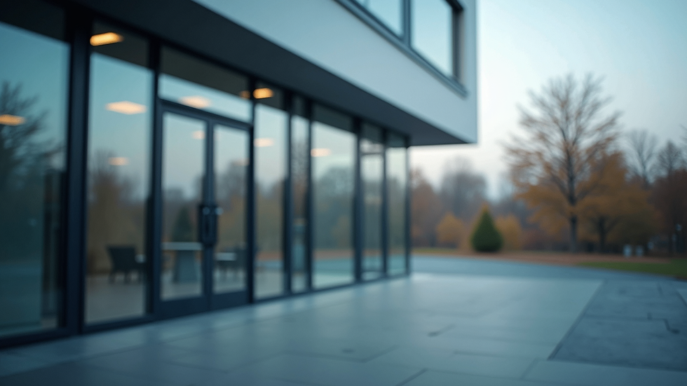 Close-up view of a modern office building exterior
