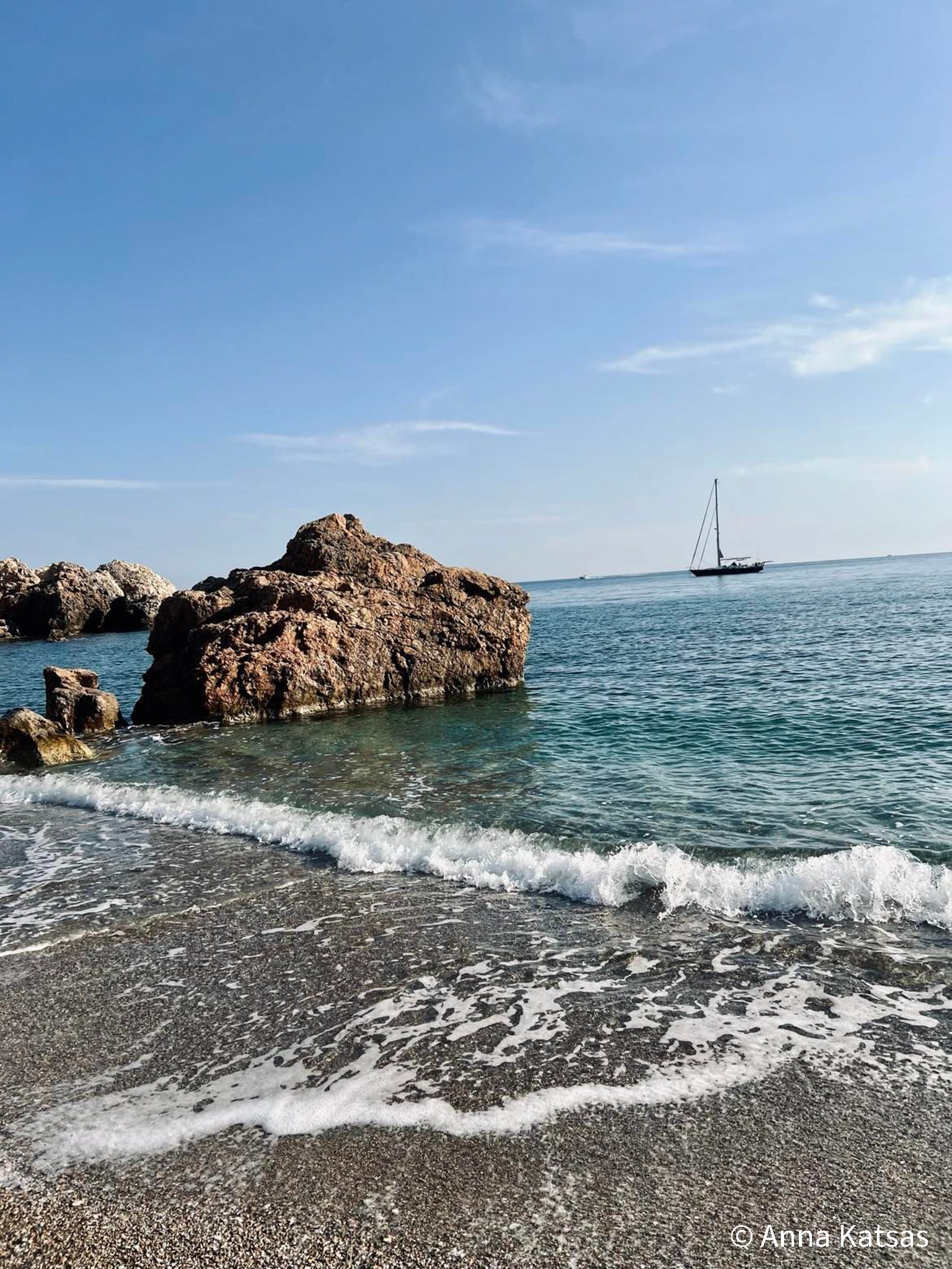 Nealia Beach Ikaria Greece Sea Sailboat