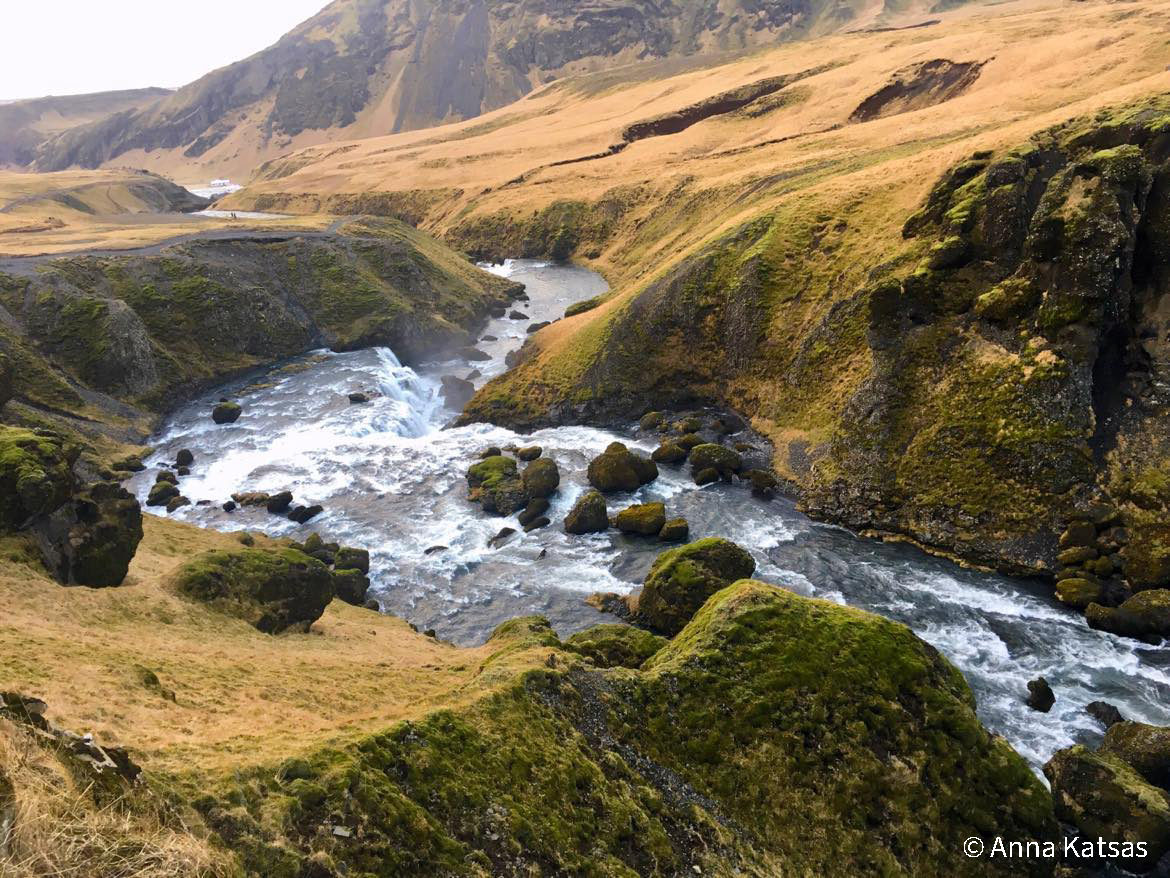 Skogafoss Selfoss Iceland Winter Water Stream River Mountains