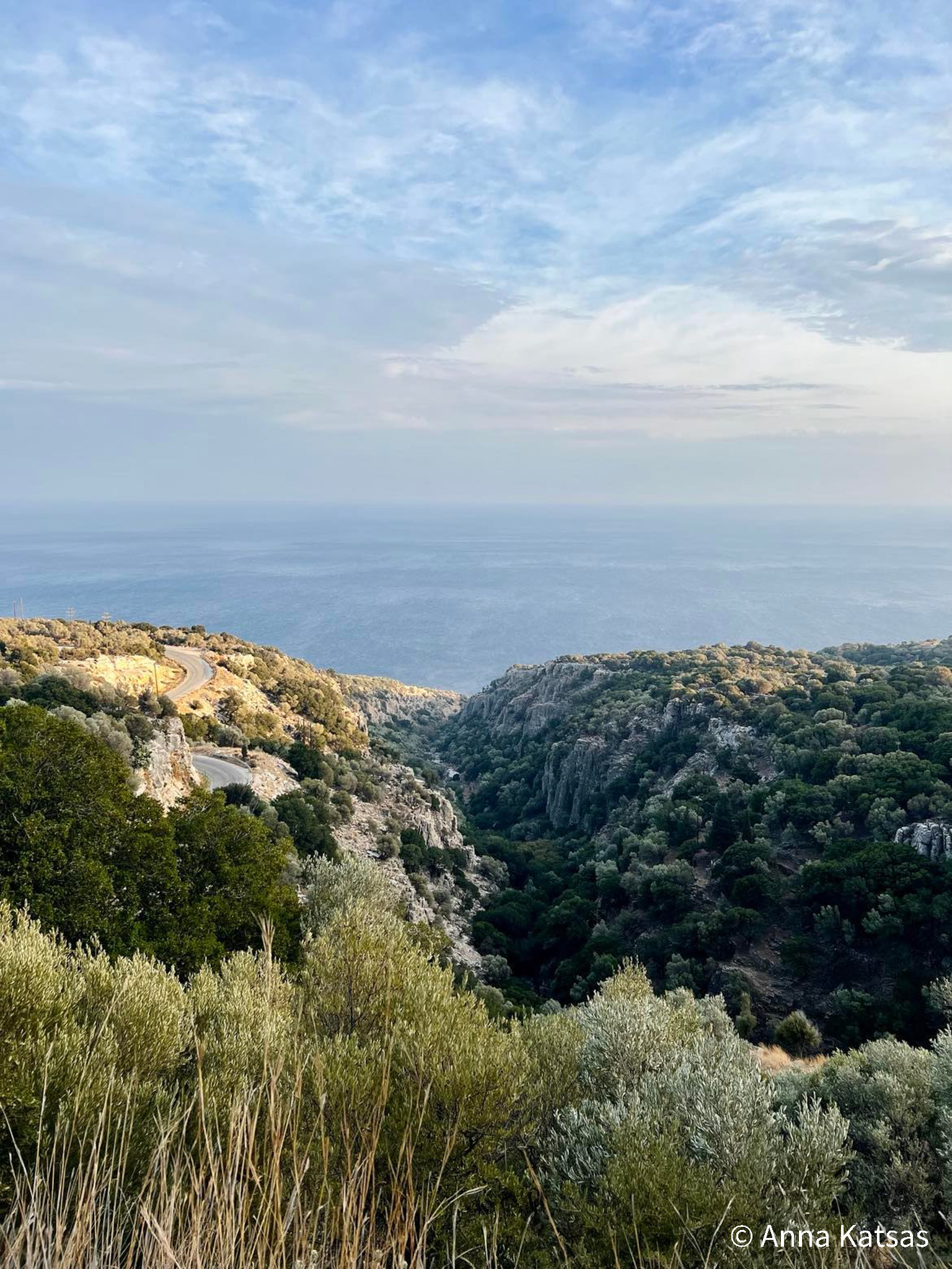 Mountain Ravine Ikaria Greece Sea