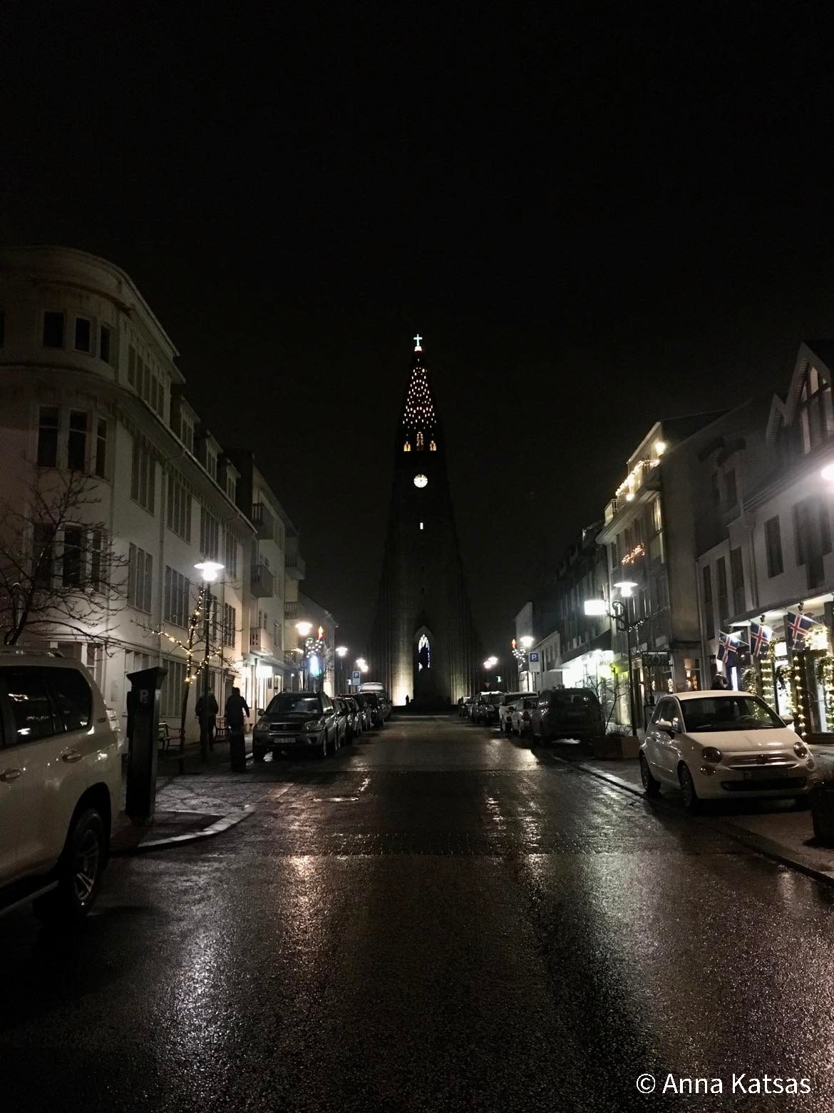 Hallgrímskirkja Reykjavík Iceland Night Street