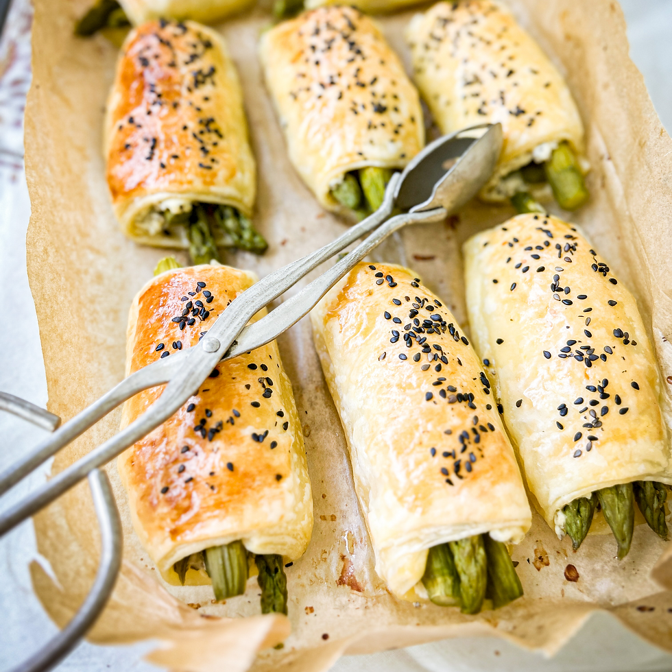 Spargel im Blätterteig