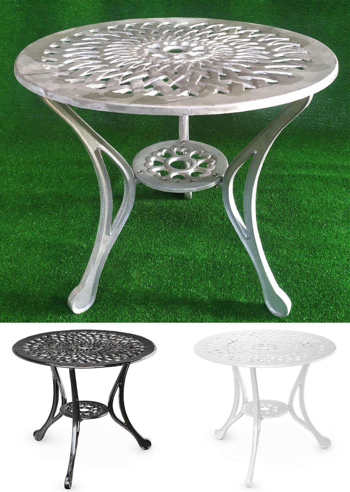 5 Tavolini tondi in alluminio mod. Maya