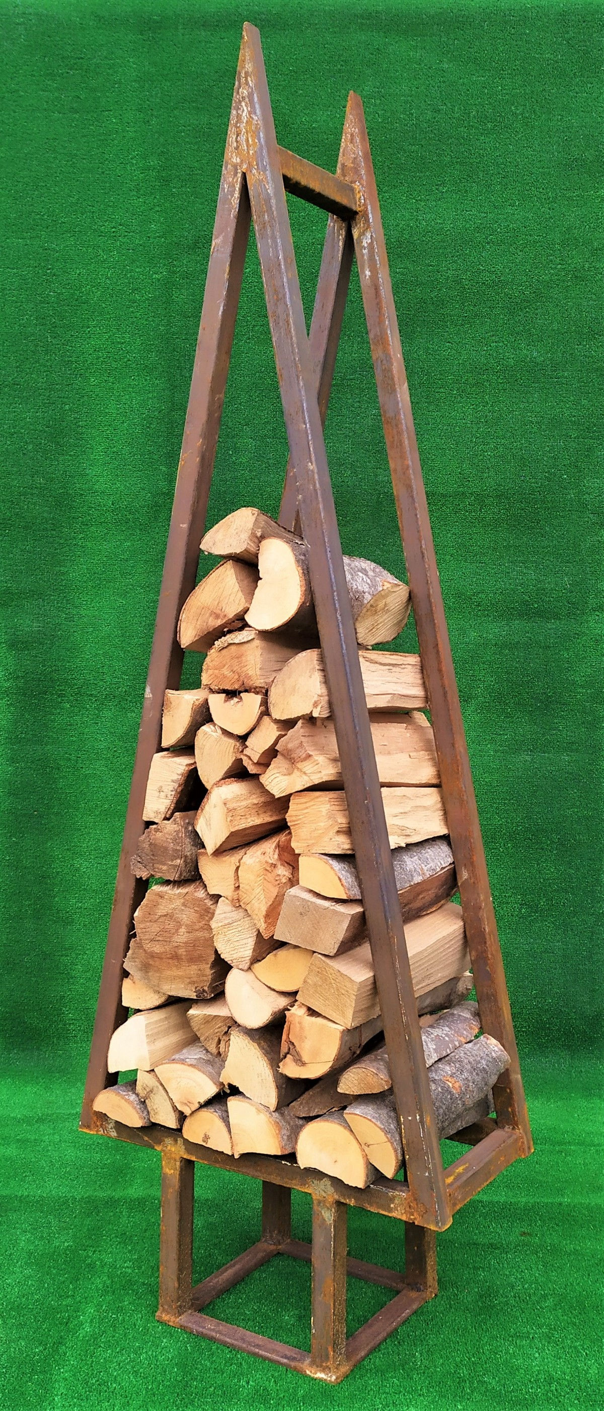 Grande porta-legna in ferro grezzo - cm 150 h