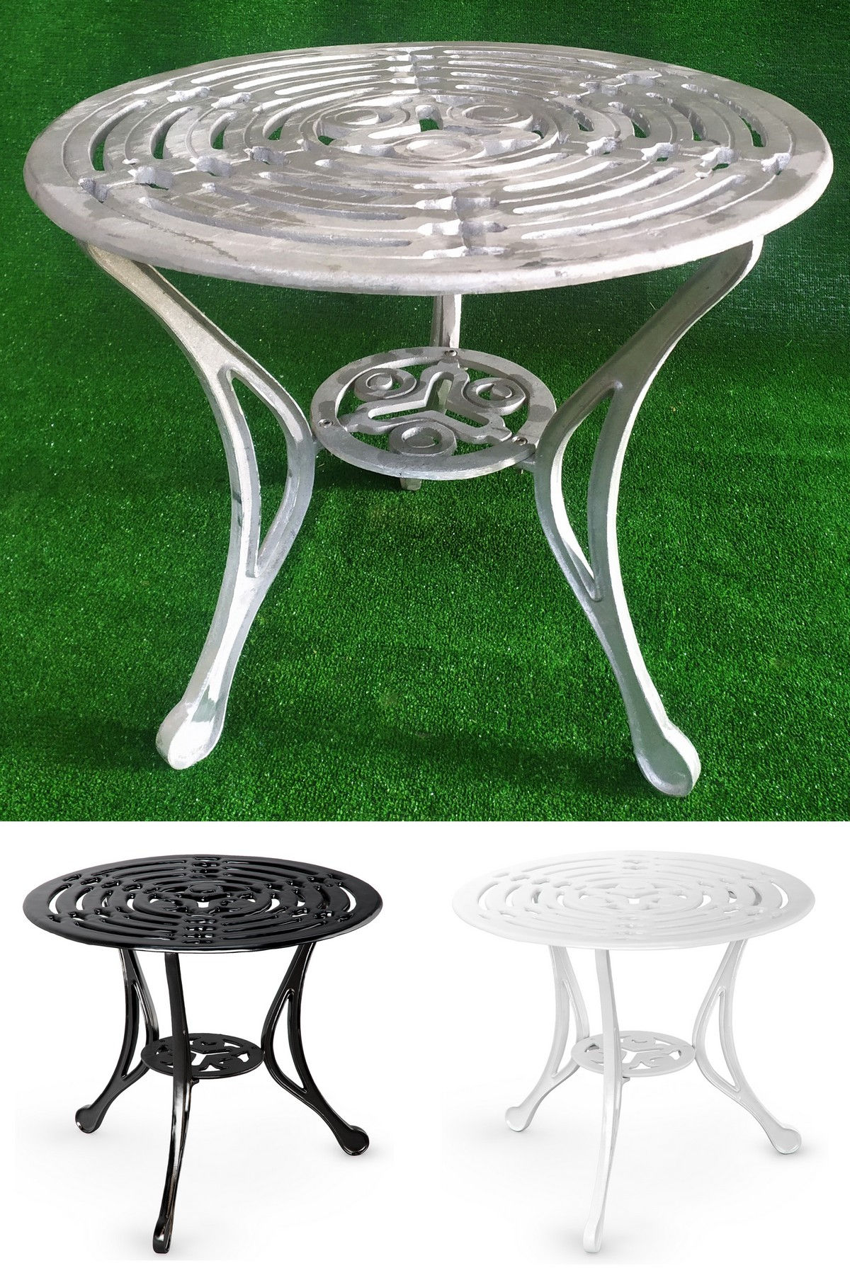 5 Tavolini tondi in alluminio mod. Colonial