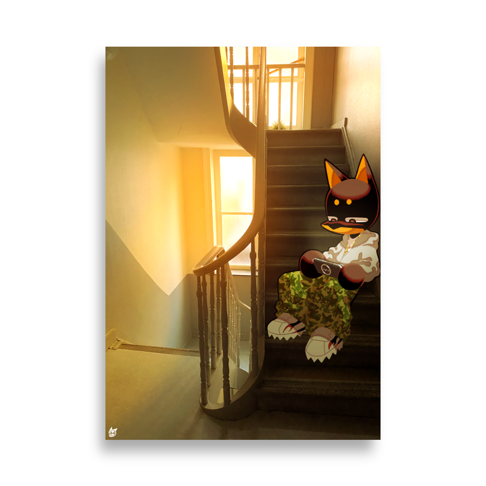 print city doggz - playin on stairs