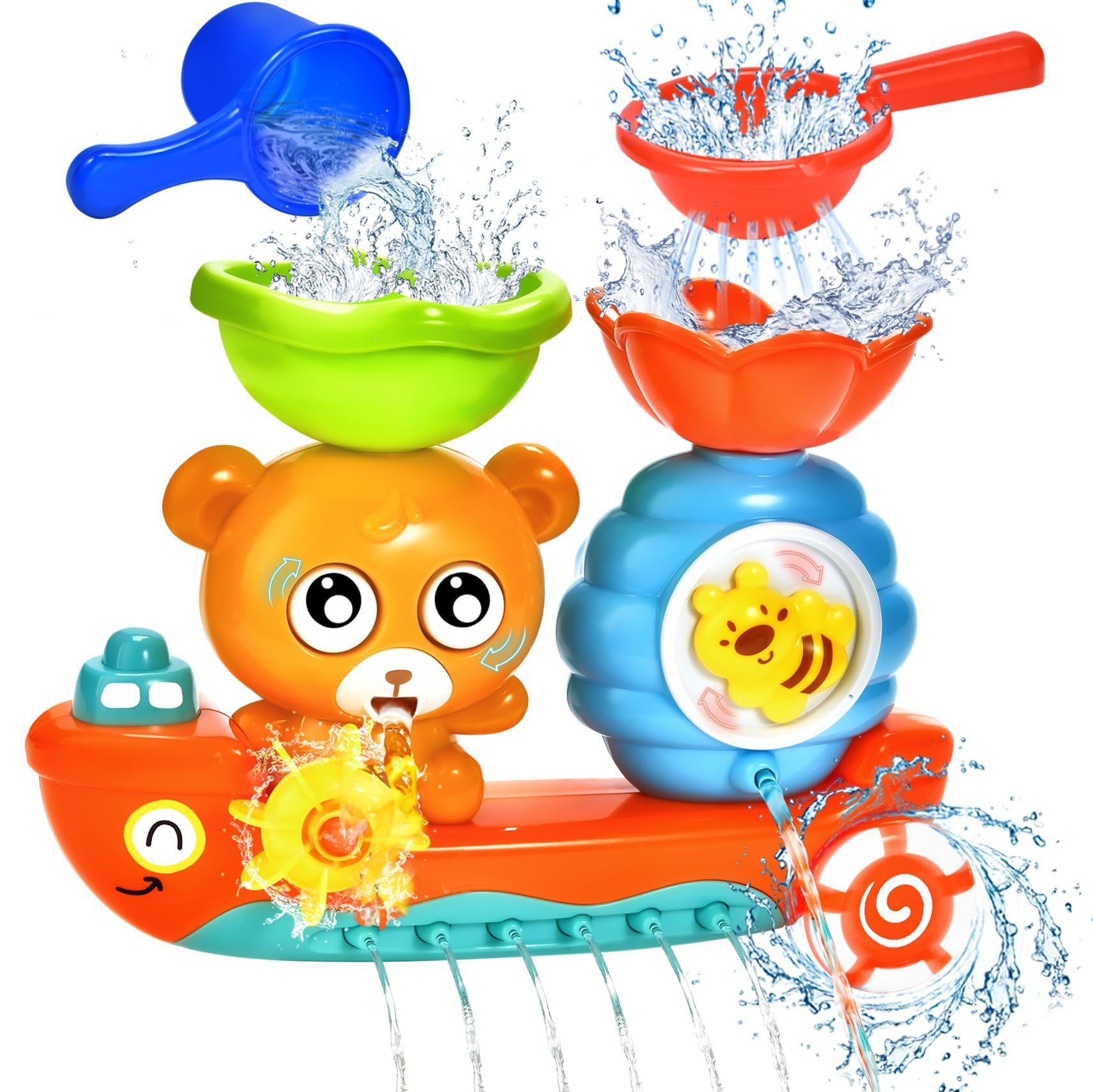 Baby Bath Toys for Toddlers 1-3 Kids Bathtub Toy Bear Water Tub Toys for Shower 