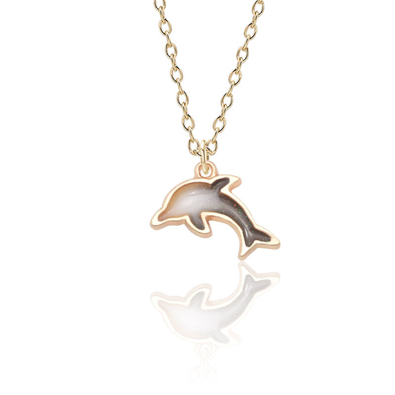 Thumbnail: Gold Dolphin Pendant Necklace Jewelry