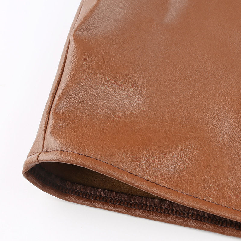 Thumbnail: Puff Sleeve Top, Women's Leather Shirt, Fashion Blouse
