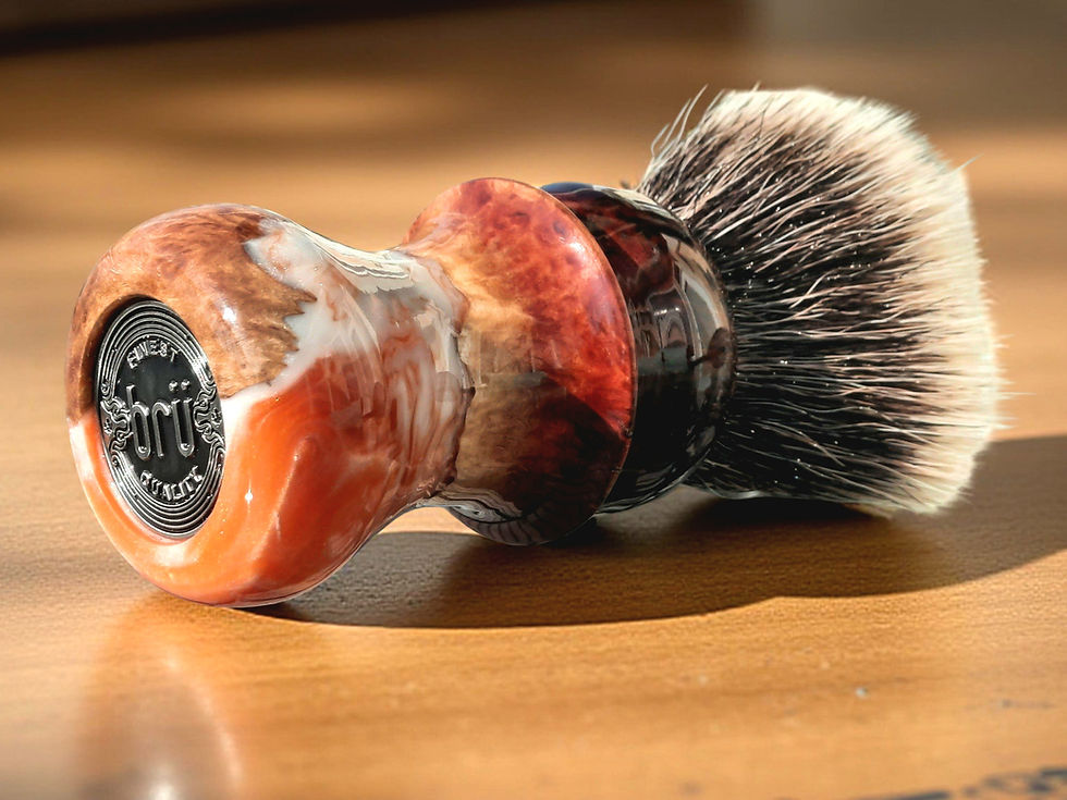 Thumbnail: Australian Red Mallee burl hybrid shaving brush/creamsicle w/26mm G5C