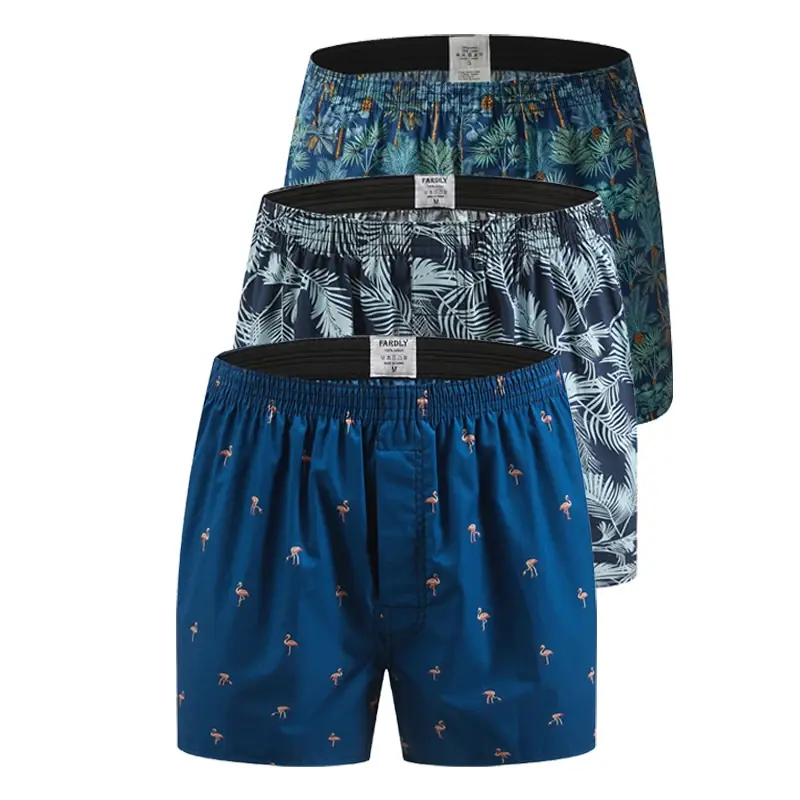 Thumbnail: 3PCS Men's Cotton Boxer Shorts Printed Pattern Men's Underwear Casual Shorts