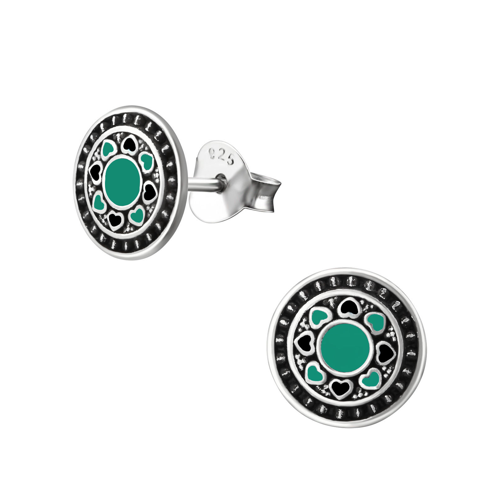 "Green Mandala" Ear Studs