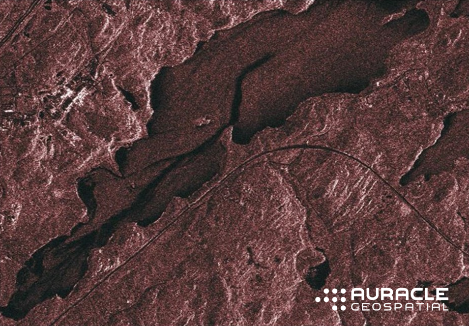 MUD® SAR satellite remote sensing technology adds the subsurface and underwater view of the industrial site, lake and transportation by penetrating the lake's surface to detect and visualizing the large trough that exists deep under the lake. 