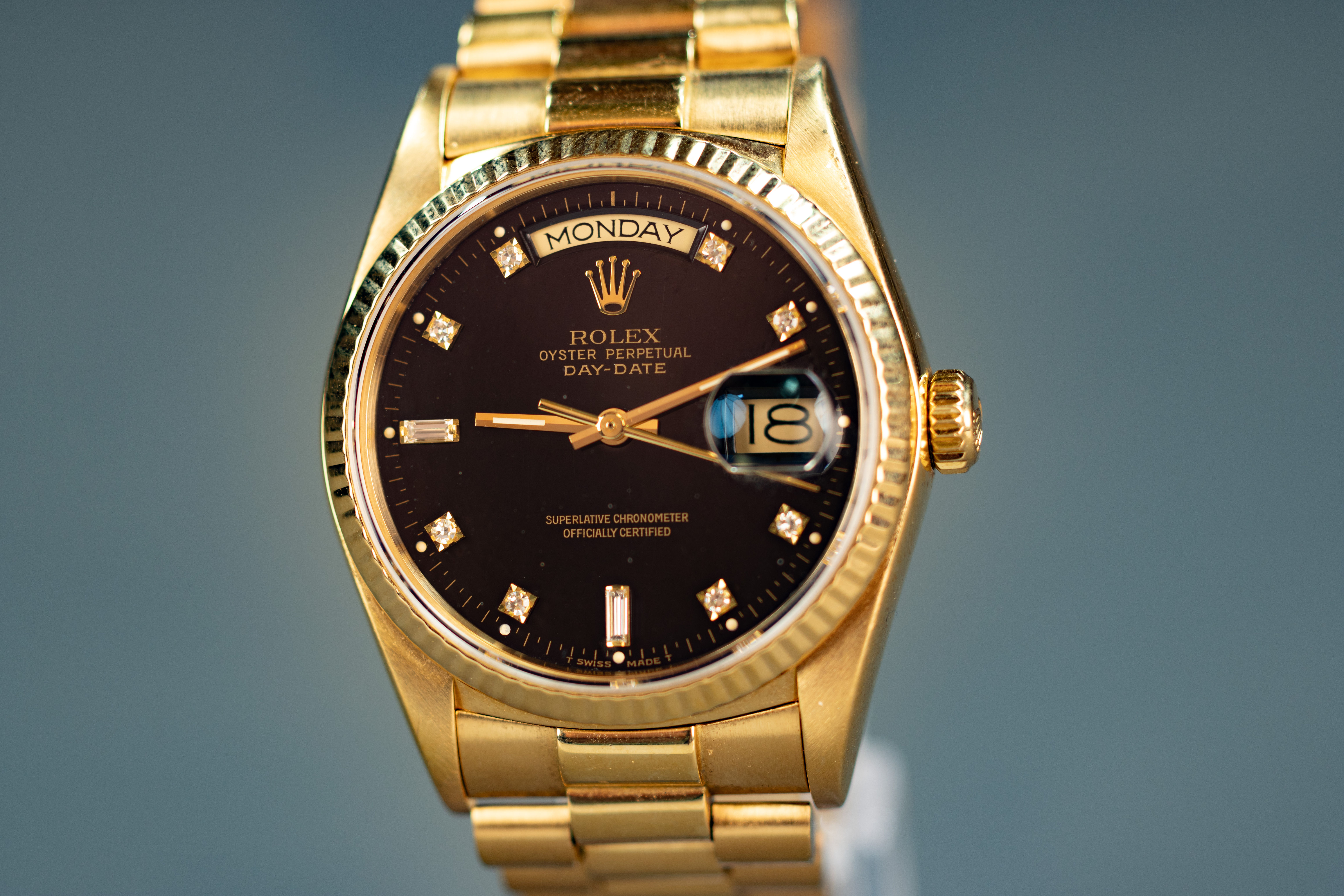 Rolex Day date 18038 with factory black diamond dial