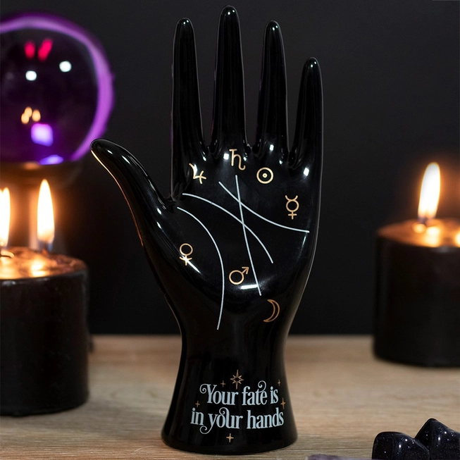 Thumbnail: Black Ceramic Palmistry Hand Ornament