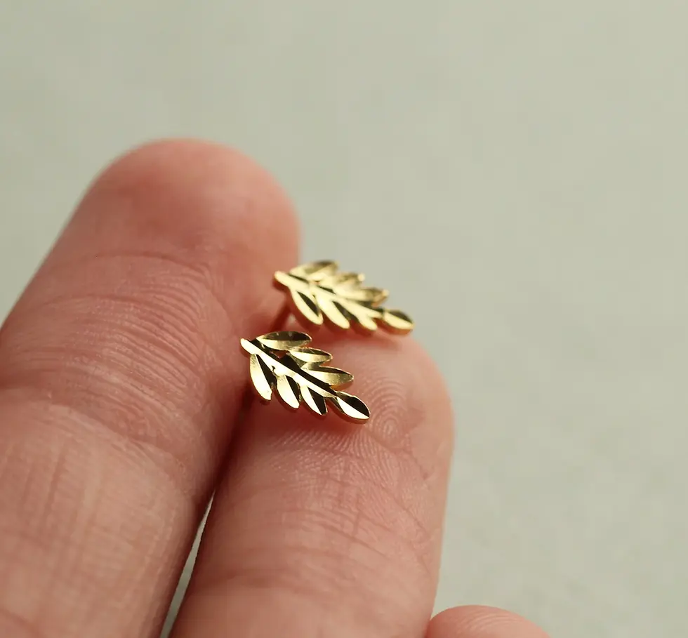 Thumbnail: Gold Vermeil Fern Stud Earrings