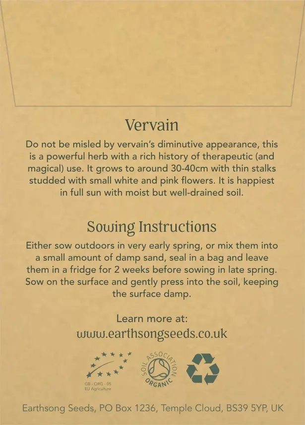 Thumbnail: Vervain, European: Seed Pack - Organic