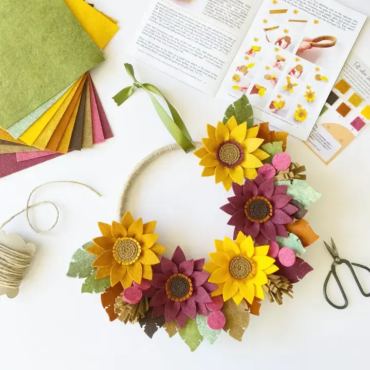 Thumbnail: Rustic Sunflower Wreath Felt Flower Craft Kit