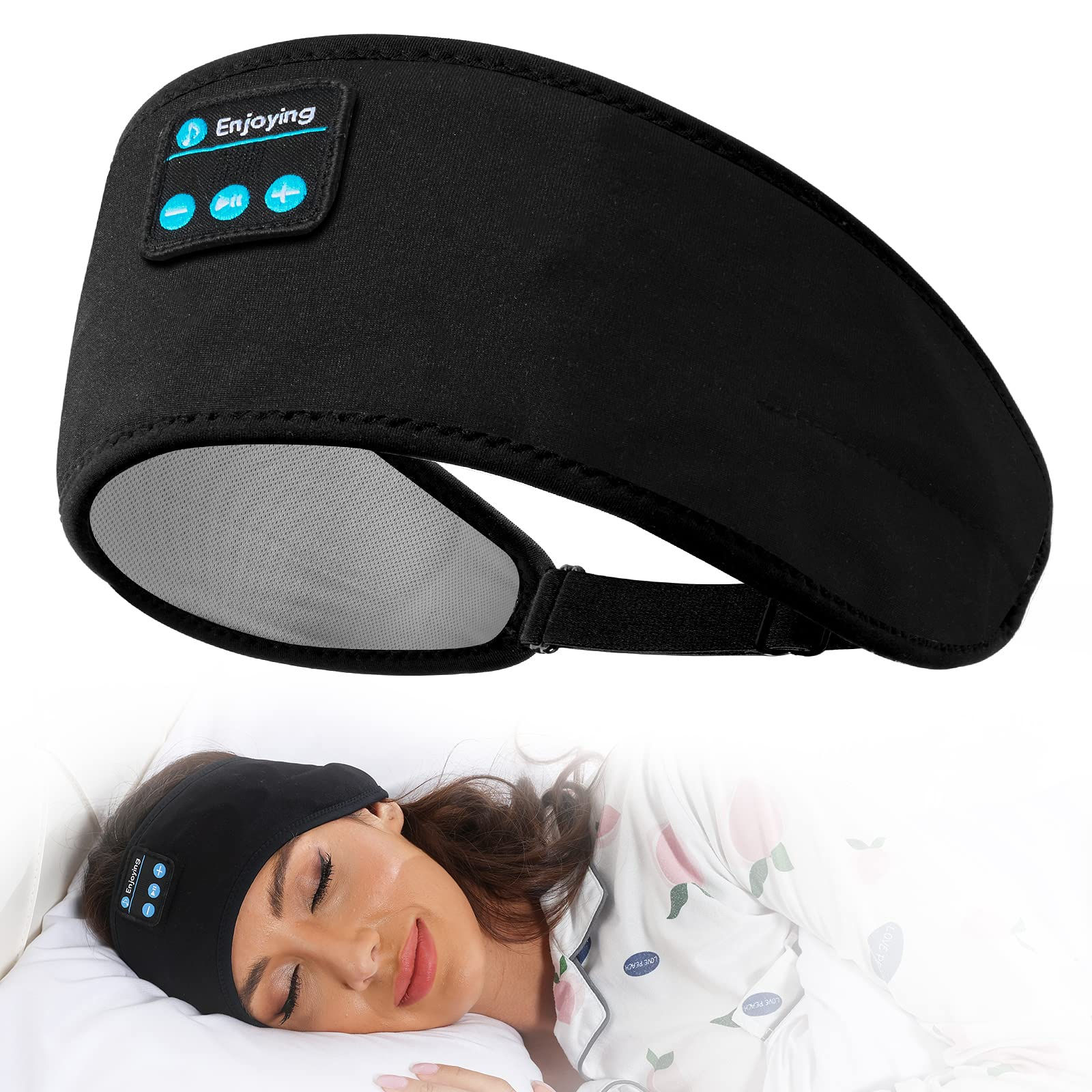 Perytong Sleep Headphones Bluetooth Headband Headphones Adjustable Soft Sleeping