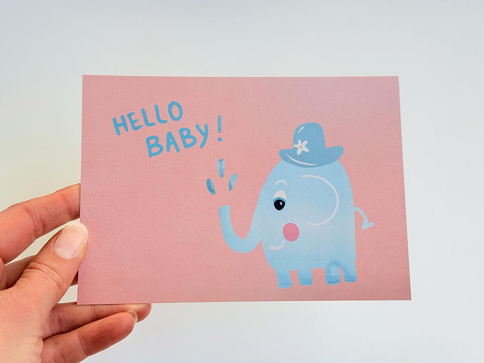 Thumbnail: Postkarte Geburt - Elefant "Hello Baby"