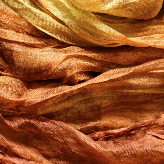 Toffee, hand-dyed Margilan silk, sparse gauze, WIDE - 1 yard