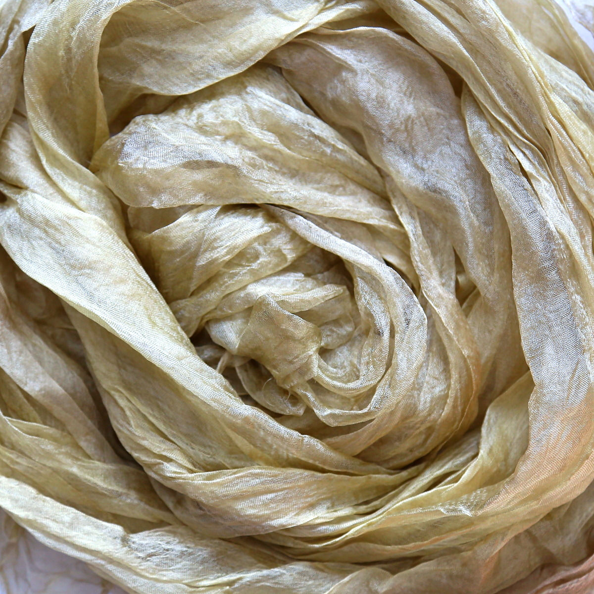 Light Sand, hand dyed Margilan silk, sparse gauze, WIDE - 1 yard