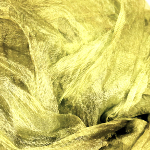 Lime Mist, hand-dyed Margilan silk, sparse gauze, WIDE - 1 yard