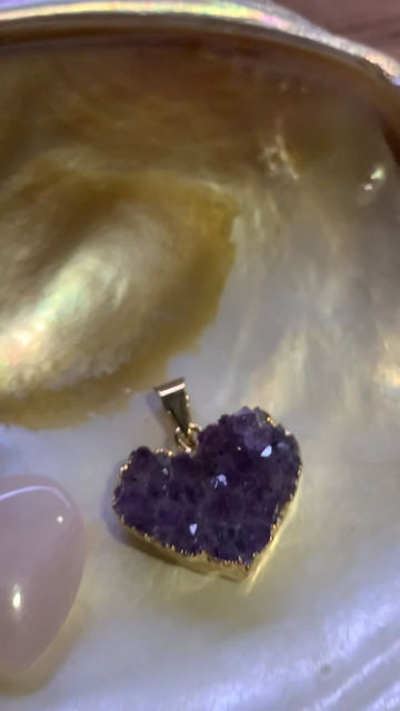 Miniatura: Pingentes em Coração - Ametistas e Quartzos