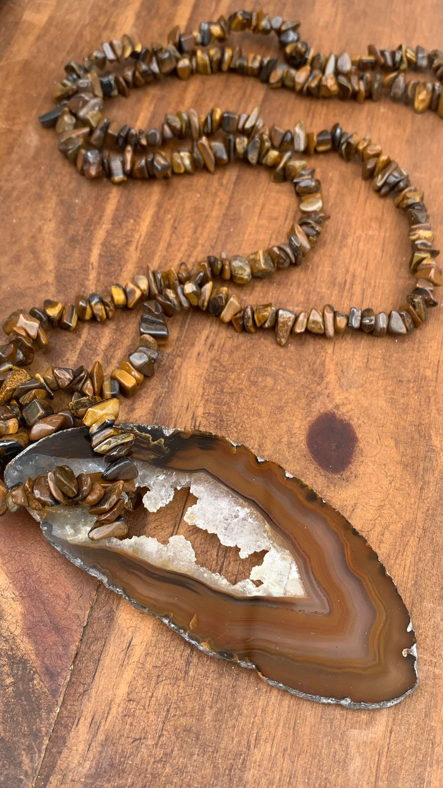 Miniatura: Colar de mesa Quartzo, Olho de Tigre  e Ágatas