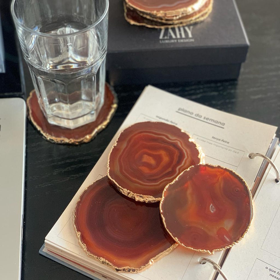 Miniatura: Coasters em Ágata Vermelha com Borda (KIT 2)