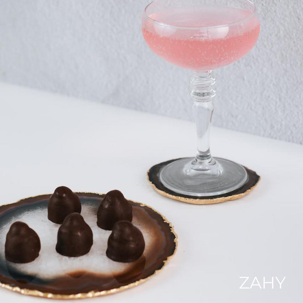 Miniatura: Base Ágata com Borda Dourada M