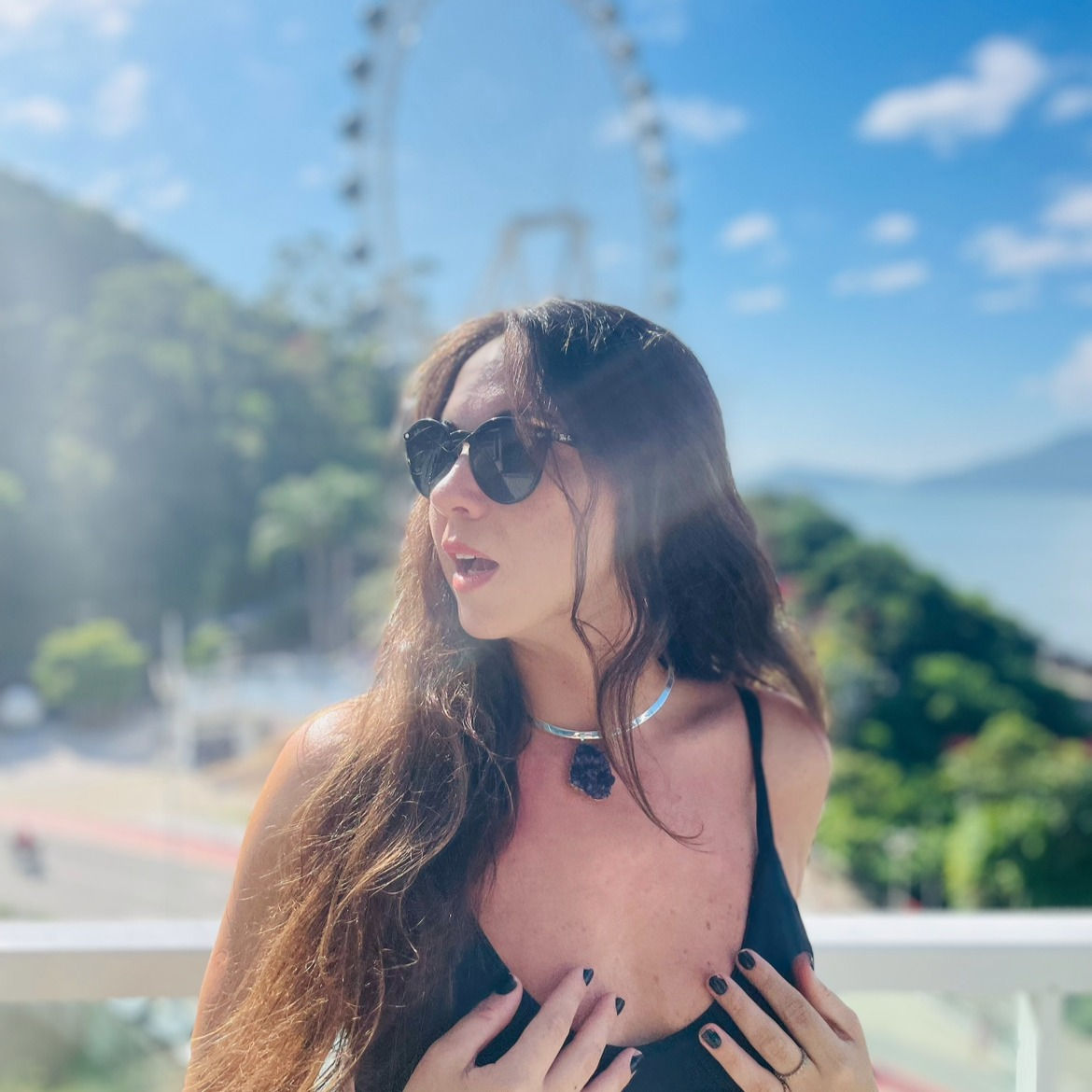 Pingente Drusa Ametista com Choker Prateado