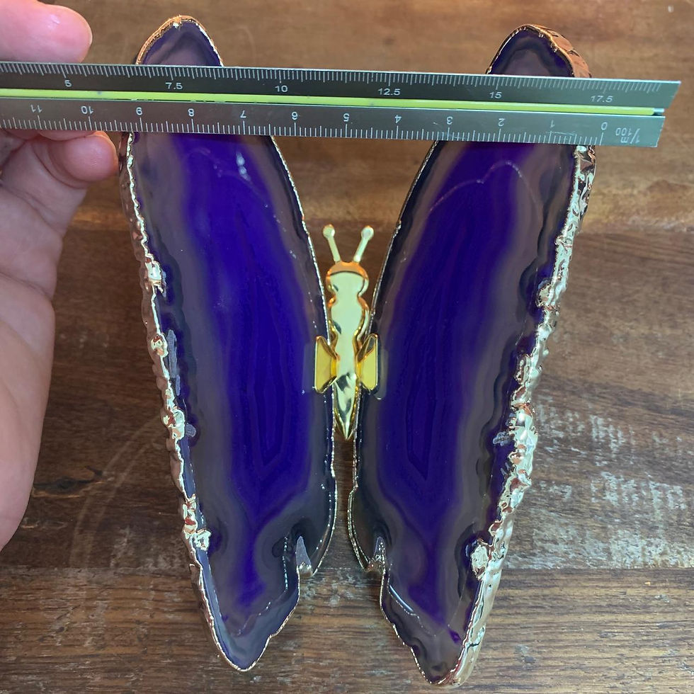 Miniatura: Borboleta em Ágata Roxa com borda Dourada