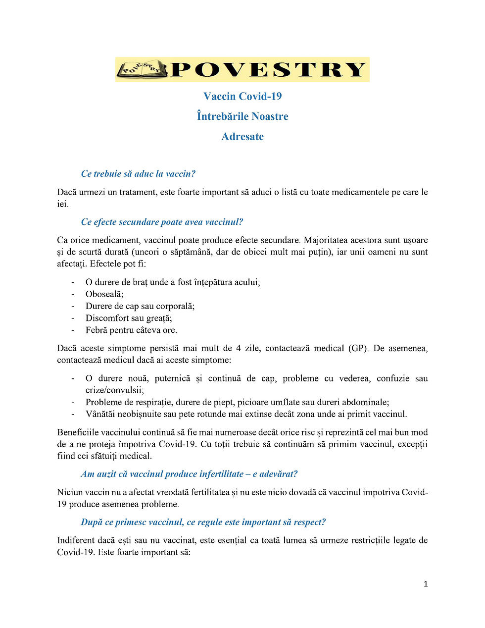 Informing communities on Covid-19 vaccination (with BEMIS)