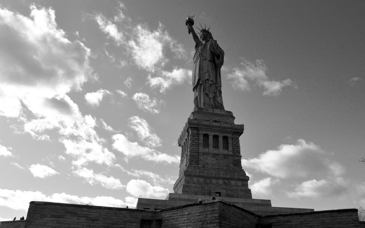 black and white photography of the Statue of Liberty, New York, NY