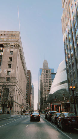 Chicago Downtown Street. Taken by Amaya Guevara. Chicago, Illinois.
