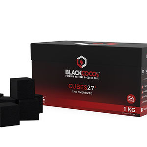 BLACKCOCO Cubes 27+ BOX; Premium Shisha Kohle aus Kokosnuss, 1 Kg