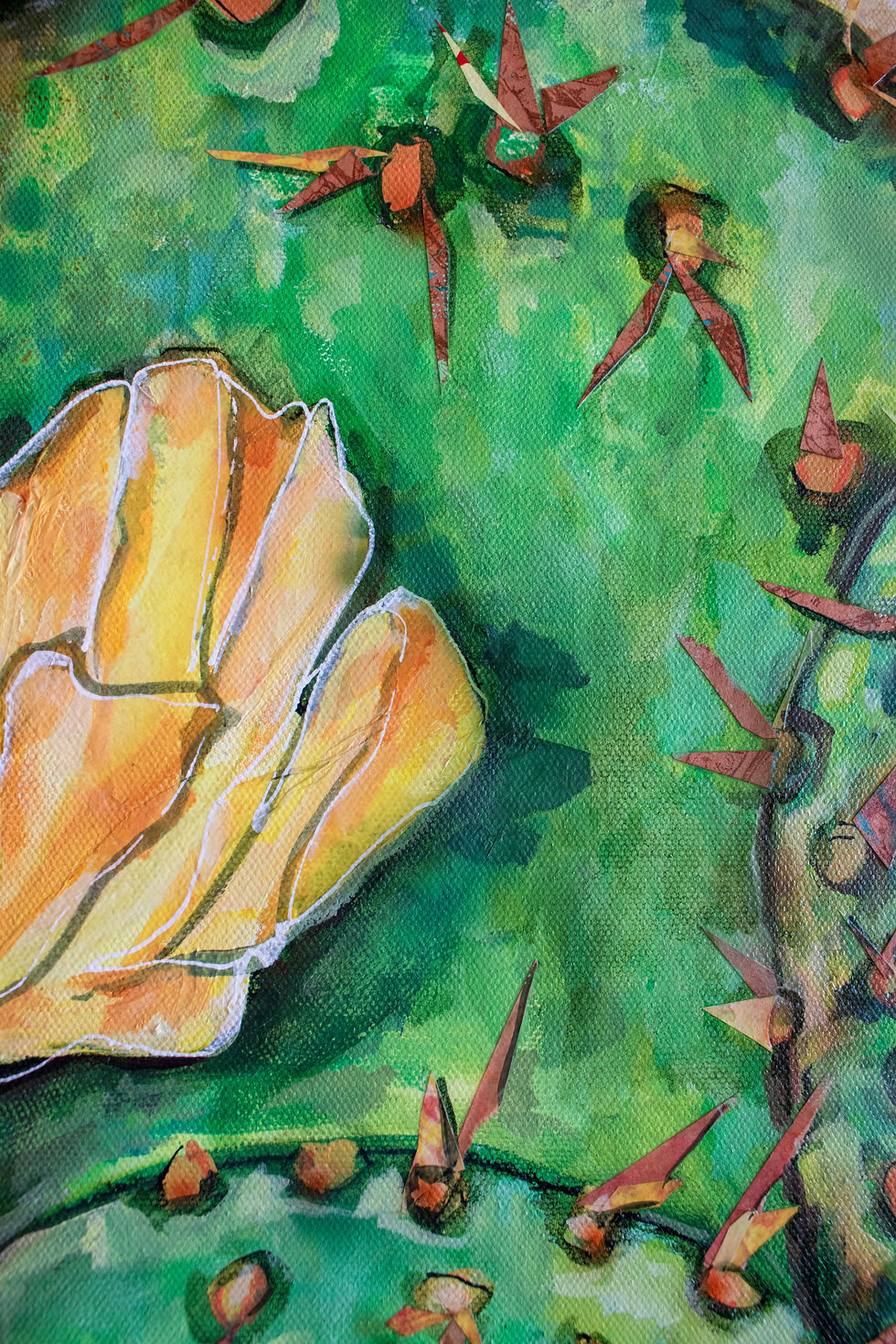 Thumbnail: PRICKERS & BLOOMS 20IN X 20IN Cactus Southwestern Floral Wall Art Decor Painting