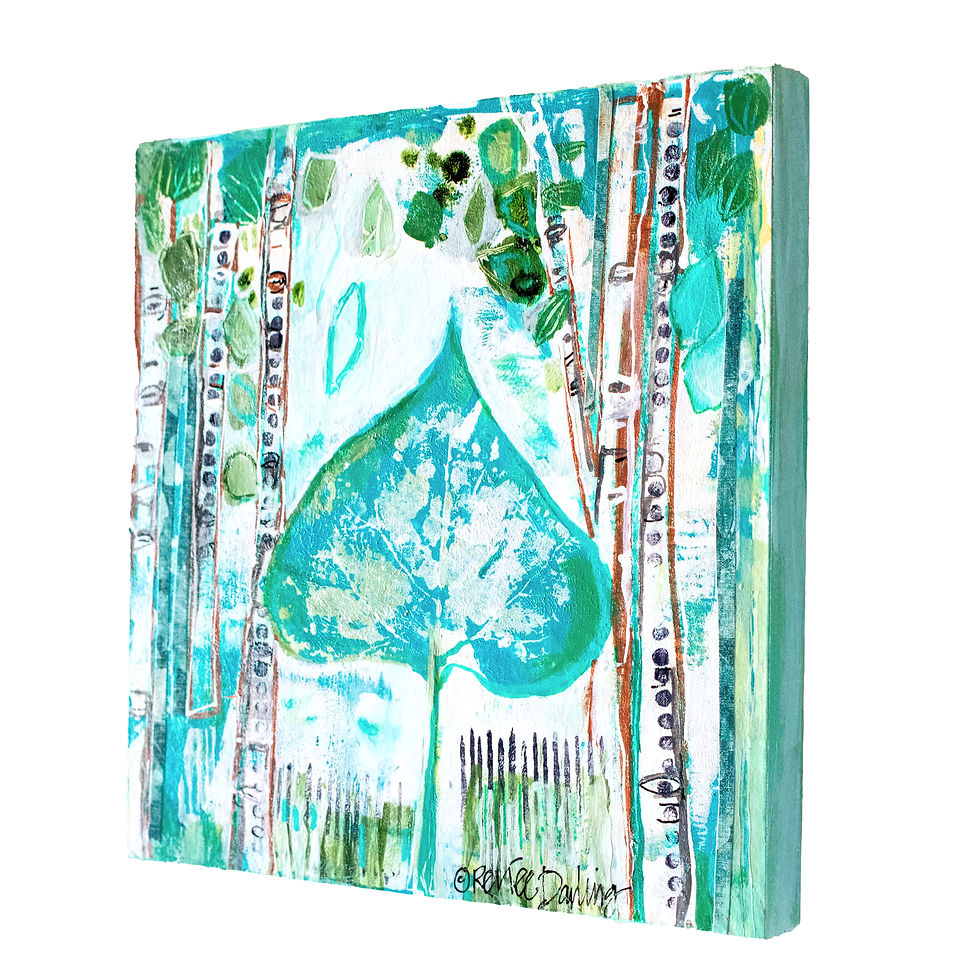Thumbnail: The Shapes Press the Forest 8IN x 8IN Mixed Media Canvas Panel Board Painting