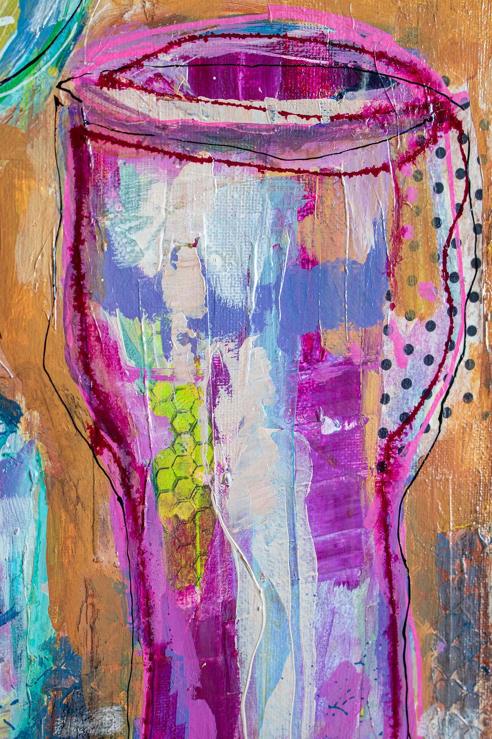Thumbnail: DOTTIE 13IN x 17IN Floral Planter and Mixed Media Abstract Art Decor Painting