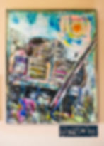 Thumbnail: ONE HEADLIGHT 24IN x 30IN Junkyard Truck Mixed Media Abstract Wall Art Painting