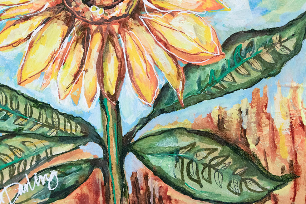 Thumbnail: Hello Sunshine 8IN X 8IN Sunflower Floral Mixed Media Acrylic Wall Art Painting