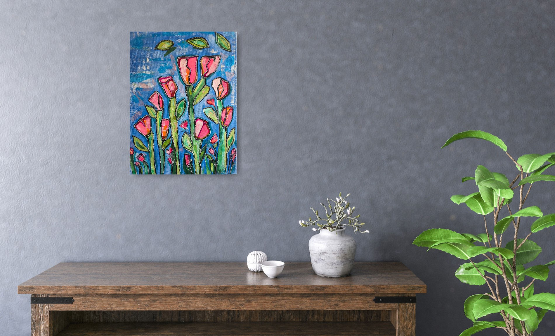 Tulip Daydreaming Floral Spring 12IN x 16IN Original Wall Art Painting