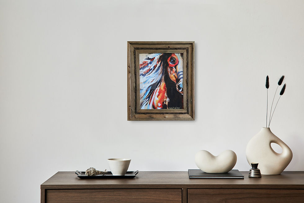 Thumbnail: War Horse 16IN x 19IN Framed Animal Equine Western PRINT Wall Art Decor