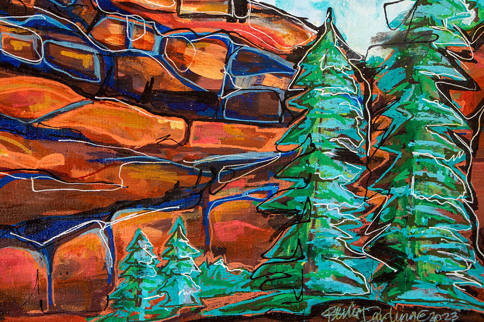 Thumbnail: Stand By Me My Rock 22IN x18IN Mixed Media Landscape Formation Wall Art Painting