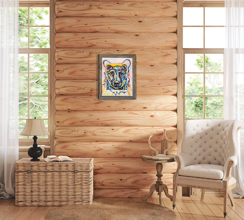 Thumbnail: Grizz Bear 19IN x 23IN Animal PRINT Wooden Framed Wall Art Painting